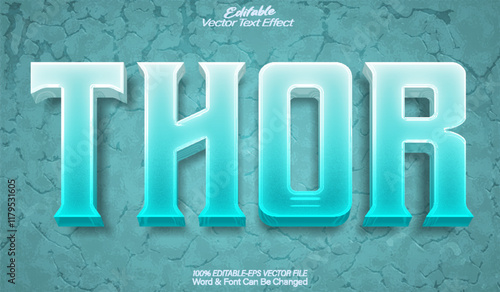 Thor Vector Text Effect Editable Alphabet Blue Energy Power Flash Electric