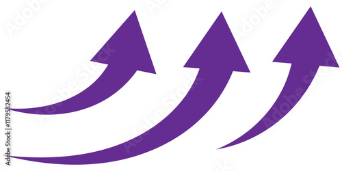 Arrow up icons. Set of curve rise increase arrows. Growth pictogram isolated. Vector illustration.