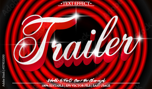 Trailer Vector Text Effect Editable Alphabet Movie Cinema Short Video