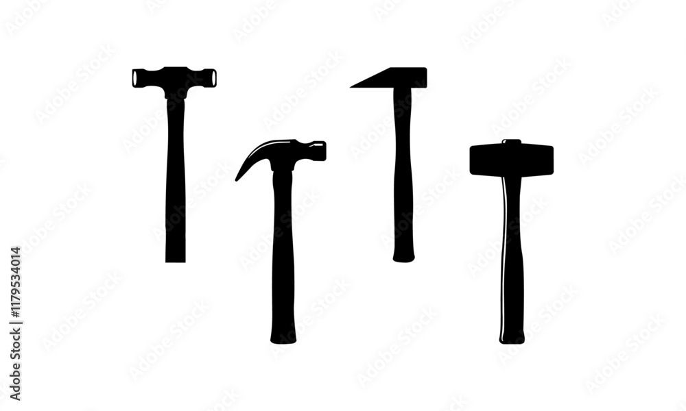 Hammer Silhouette Set In Black And White Hammer Silhouette Set In Black And White