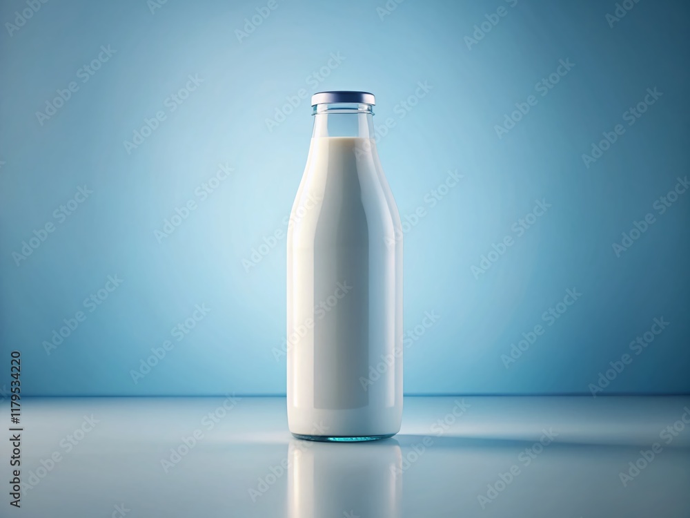 Empty White Milk Bottle 3D Render: Tilt-Shift Minimalist Product Mockup Empty White Milk Bottle 3D Render: Tilt-Shift Minimalist Product Mockup