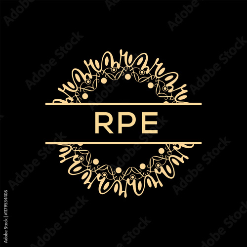 RPE Letter Logo Design with black background. photo