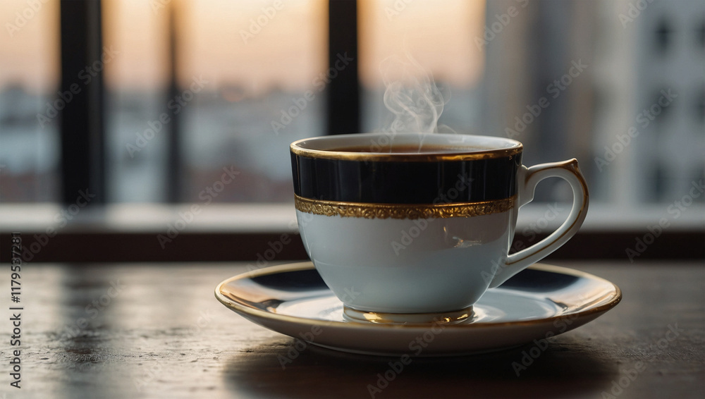 Fototapeta premium Hot Coffee in an Elegant Cup