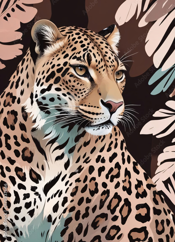 Fototapeta premium Modern Leopard Print with Abstract Animal Patterns: Elegant Vector Art