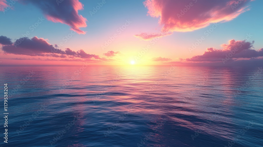 Fototapeta premium Serene sunset over calm ocean.