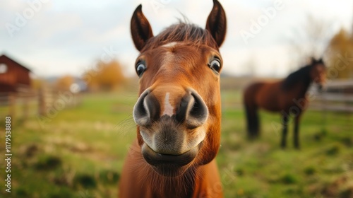 Funny and crazy Icelandic horse