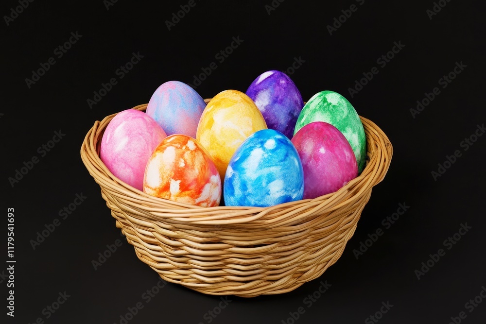 Easter Egg Basket Delight - Colorful Easter eggs in a wicker basket, symbolizing spring, new beginnings, hope, celebration, and family. Easter Egg Basket Delight - Colorful Easter eggs in a wicker basket, symbolizing spring, new beginnings, hope, celebration, and family.