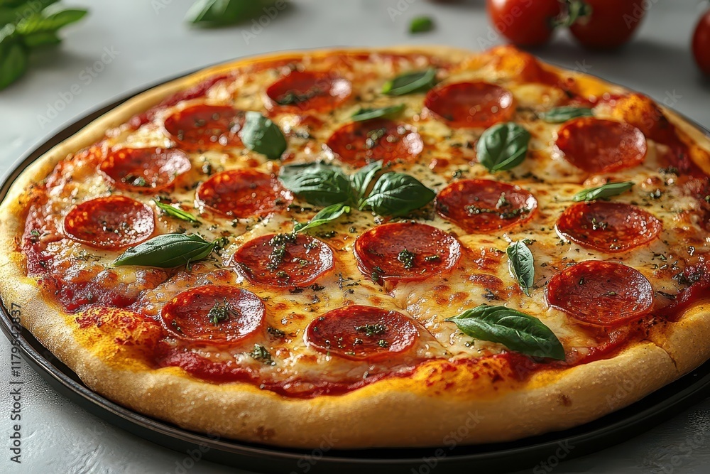 fresh homemade pepperoni pizza with melted mozzarella cheese and crispy crust isolated on white background with realistic texture and details fresh homemade pepperoni pizza with melted mozzarella cheese and crispy crust isolated on white background with realistic texture and details