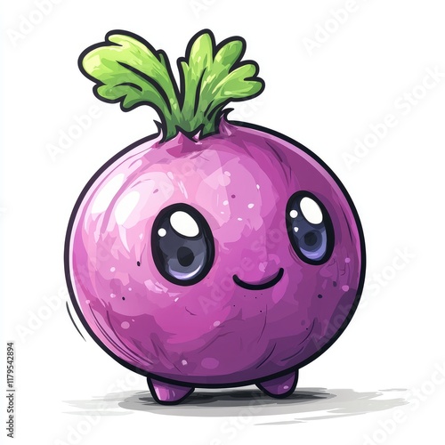 Adorable Cartoon Beetroot Illustration: Cute Veggie Character Design photo