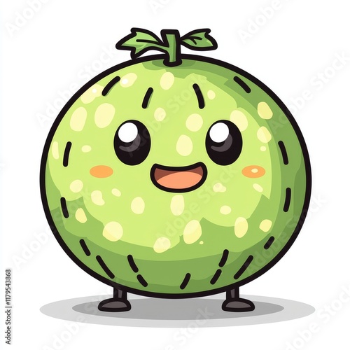 Wallpaper Mural Adorable Cartoon Melon Illustration: Cute Kawaii Fruit Character Design Torontodigital.ca