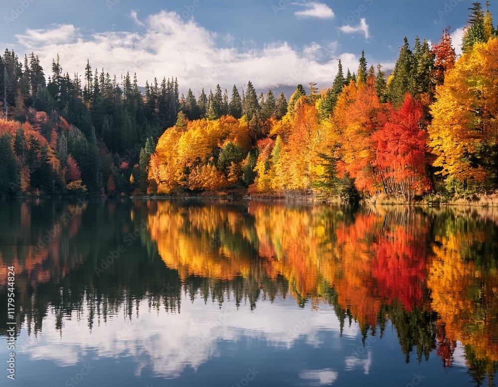 Obraz premium autumn landscape with lake
