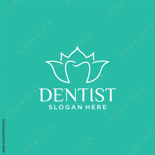 Dental technology logo design, dental clinic, dentist with flower concept