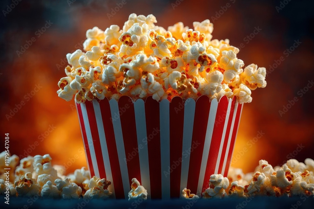 fresh movie theater popcorn overhead shot with dramatic lighting on dark background cinema snack food photography fresh movie theater popcorn overhead shot with dramatic lighting on dark background cinema snack food photography