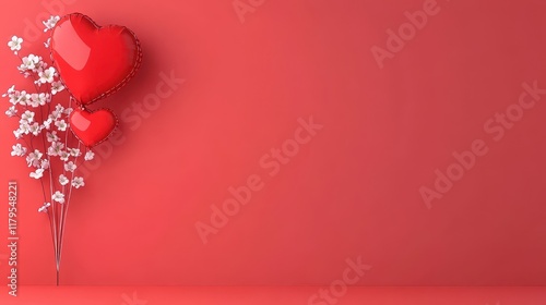 Floating Heart Balloons with Floral Accents for Valentine's Day Celebration