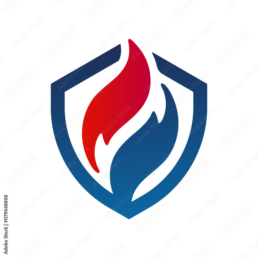 Modern fire shield logo illustration design. Modern fire shield logo illustration design.