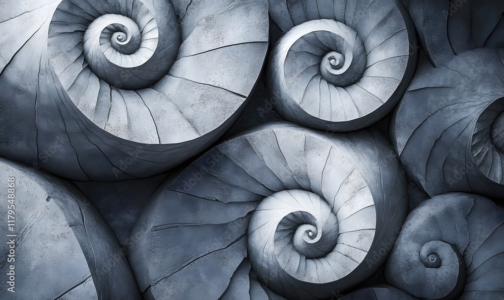 Obraz premium Abstract stone spiral shells pattern background.