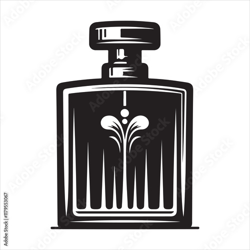 Perfume bottle silhouette vector. Silhouette of perfume bottle icon on a white background