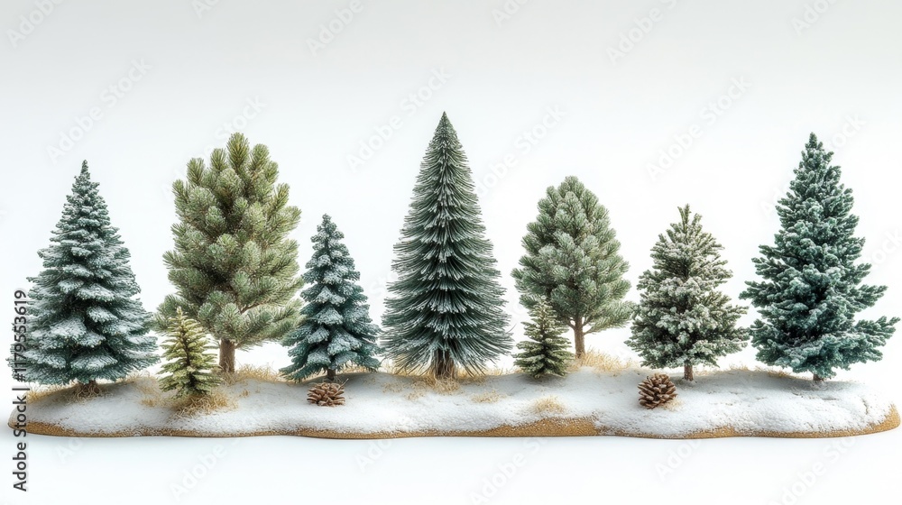 Fototapeta premium Winter Evergreen Forest with Snowy Pines. Generative AI
