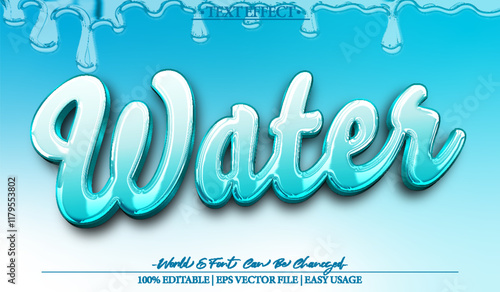 Water Vector Text Effect Editable Alphabet Blue Ocean Sea