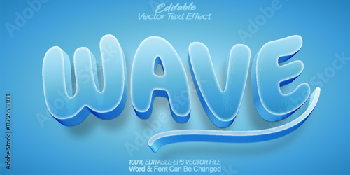 Wave  Vector Text Effect Editable Alphabet Blue Ocean Sea Water