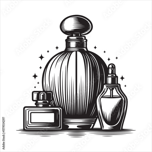 Perfume bottle silhouette vector. Silhouette of perfume bottle icon on a white background