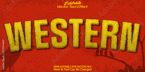 Western Vector Text Effect Editable Alphabet Cowboy West Wildlife  Adventure