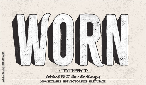 Worn Vector Text Effect Editable Alphabet Old Dirty  Rusty Ancient
