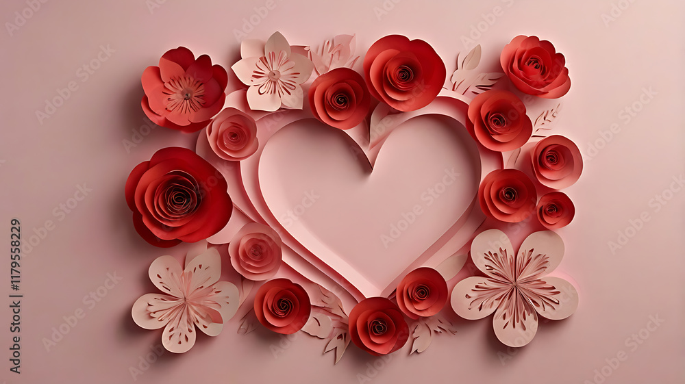 A heart-shaped frame with roses on a wooden background, symbolizing love and nature, perfect for Valentine's Day or a wedding card design A heart-shaped frame with roses on a wooden background, symbolizing love and nature, perfect for Valentine's Day or a wedding card design