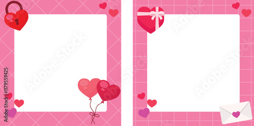 Two Photo Frame  Theme Valentine's Day  Vector Illustration