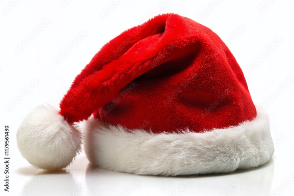 Festive Red Santa Hat Isolated on White Background - Perfect for Holiday Designs Festive Red Santa Hat Isolated on White Background - Perfect for Holiday Designs