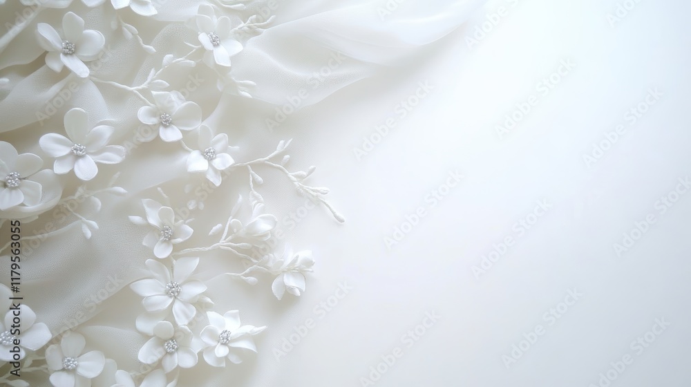 Serene minimalism, delicate white flowers on a pristine white backdrop for pure aesthetic Serene minimalism, delicate white flowers on a pristine white backdrop for pure aesthetic