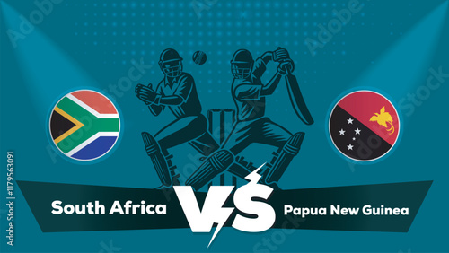 South Africa VS Papua New Guinea Match , Papua New Guinea Vs South Africa cricket match , Cricket match concept with creative illustration.eps