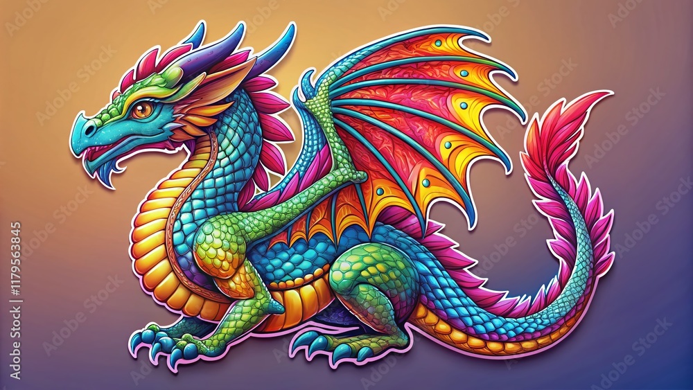 Fiery Dragon Sticker Design: Rule of Thirds Composition Fiery Dragon Sticker Design: Rule of Thirds Composition