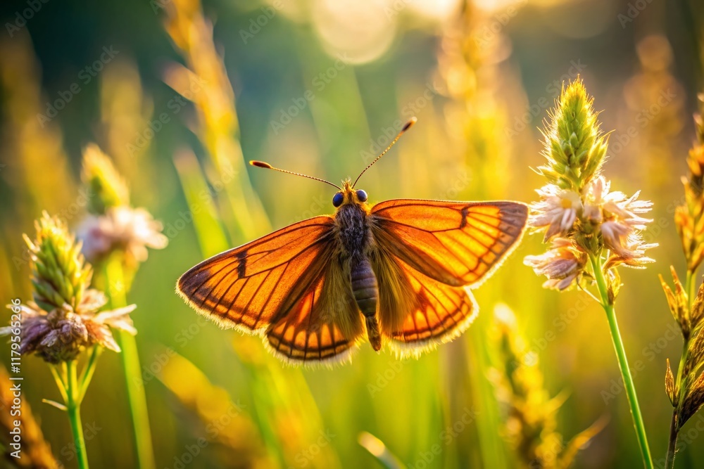 Fiery Skipper Butterfly on Wildflower Meadow, Summer Landscape Photography Fiery Skipper Butterfly on Wildflower Meadow, Summer Landscape Photography