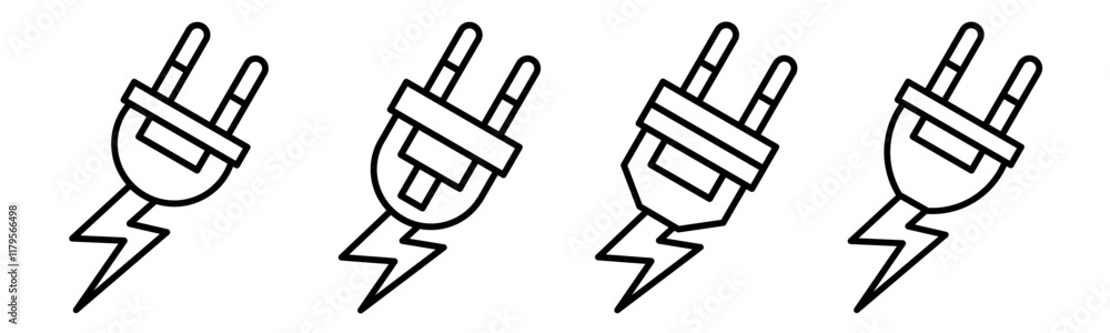 Plugs icon. Plugs thin line icon collection. Stock vector.. Plugs icon. Plugs thin line icon collection. Stock vector..