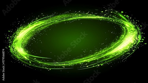 Glowing Green Abstract Swirl Oval Design