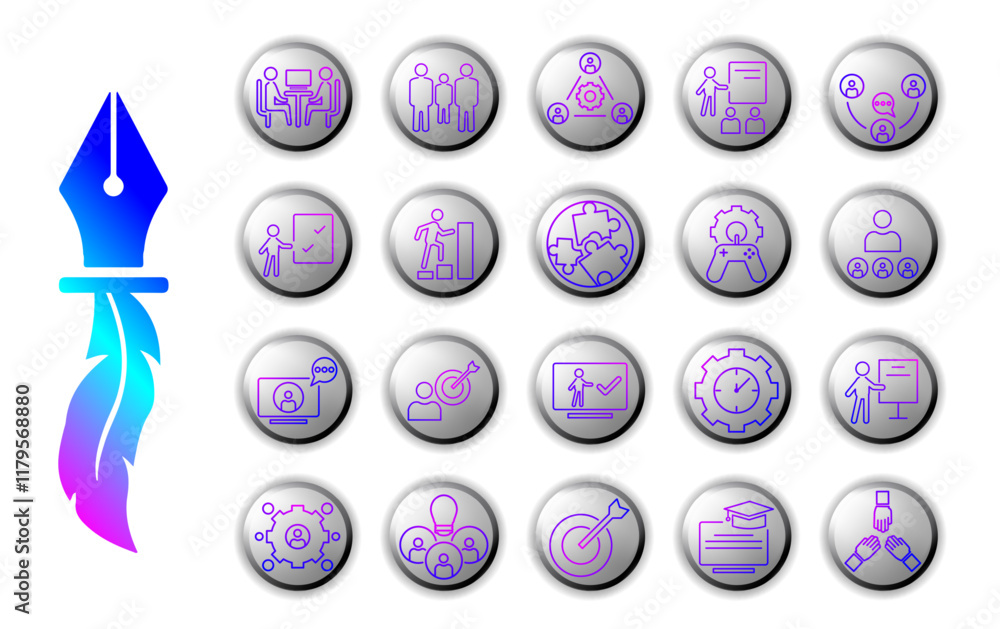 workshop icon set with futuristic, elegant and professional gradient style. ideal for company branding or workshop services. etc. workshop icon set with futuristic, elegant and professional gradient style. ideal for company branding or workshop services. etc.