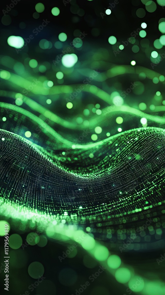 Dynamic Green Digital Waves Abstract Design Dynamic Green Digital Waves Abstract Design