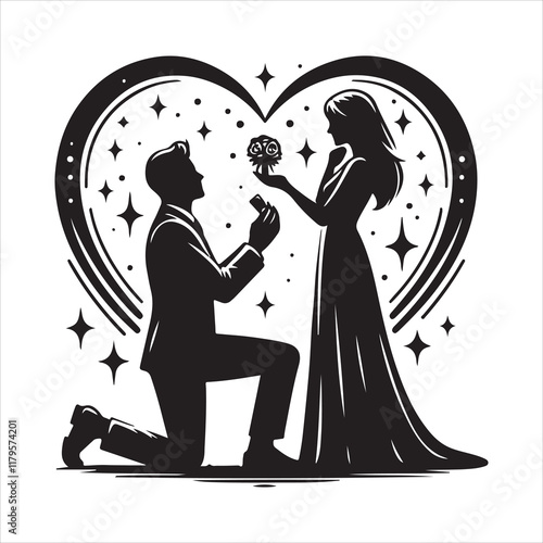 Propose silhouette vector. Silhouettes of a man proposing vector illustration