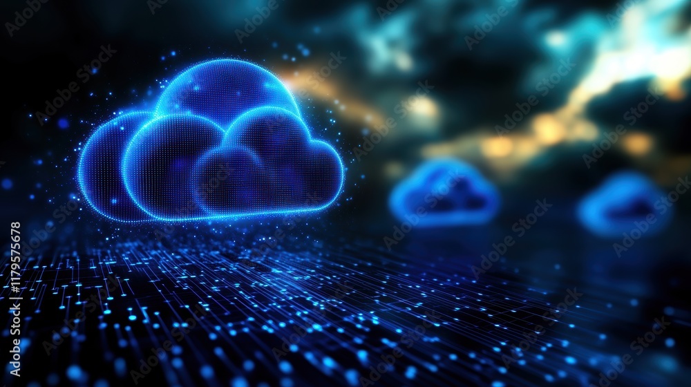 Mysterious Cloud Illuminated by Ethereal Blue Light Creating a Dreamlike Atmosphere in a Darkening Twilight Sky Mysterious Cloud Illuminated by Ethereal Blue Light Creating a Dreamlike Atmosphere in a Darkening Twilight Sky