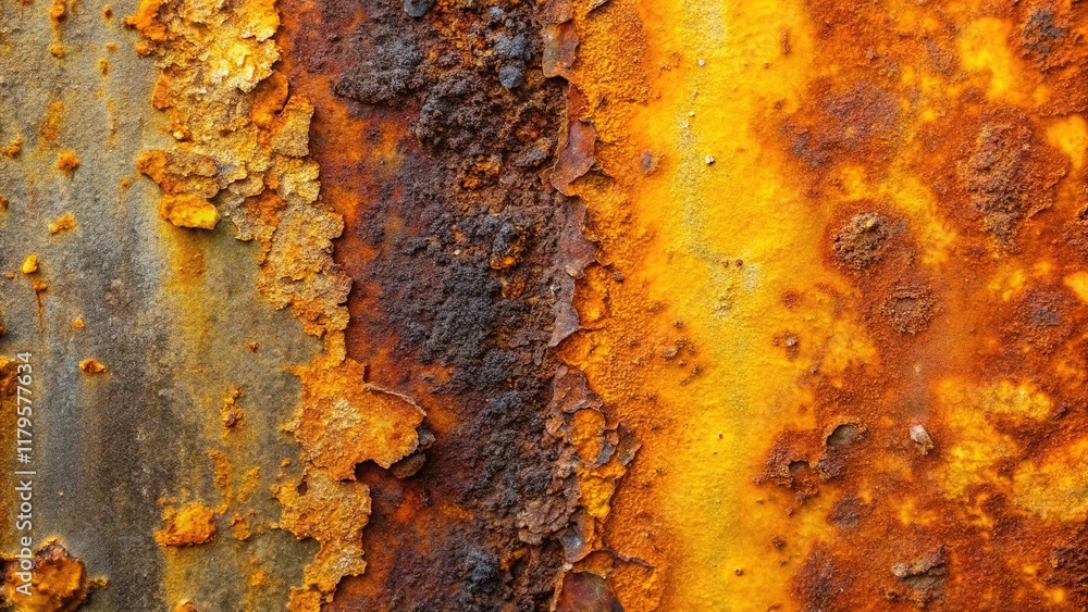 Grunge Texture: Rusty Metal with Bright Orange Stain - Copy Space Grunge Texture: Rusty Metal with Bright Orange Stain - Copy Space