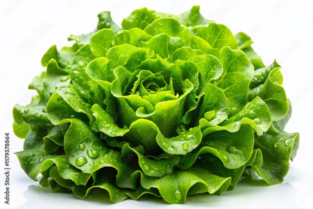 Fresh Green Leaf Lettuce Isolated on White Background - High-Resolution Stock Photo Fresh Green Leaf Lettuce Isolated on White Background - High-Resolution Stock Photo