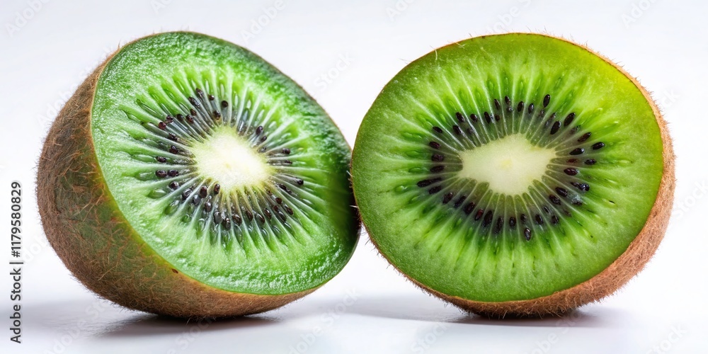 Fototapeta premium Fresh Kiwi Fruit on White Background: Vibrant, Juicy, and Ready to Eat