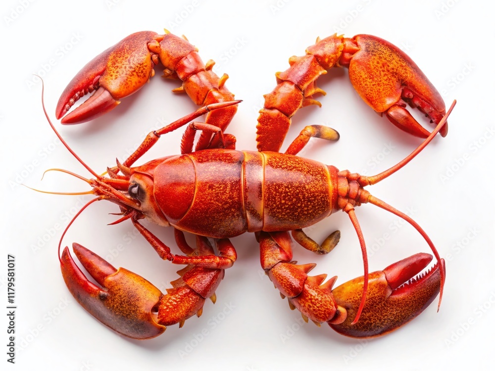 Fresh Lobster Seafood Isolated on White Background - Drone Aerial View Fresh Lobster Seafood Isolated on White Background - Drone Aerial View