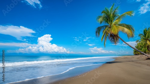 Wallpaper Mural Idyllic Tropical Beach Scene with Palm Trees and Azure Ocean Torontodigital.ca