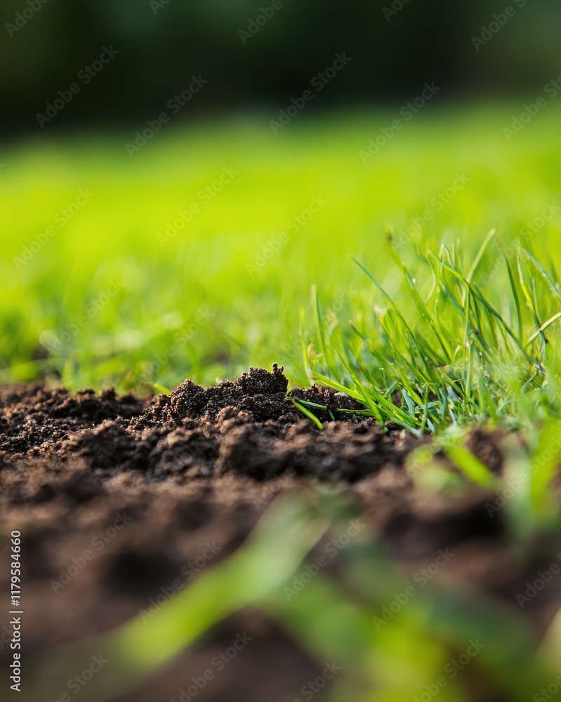 Close-Up of Soil Plugs on Lawn After Aeration Close-Up of Soil Plugs on Lawn After Aeration