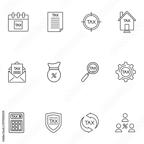 Collection of icons about taxes