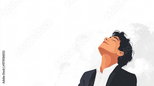 Man in Suit Looking Up in Contemplation - A Portrait of Hope and Aspiration