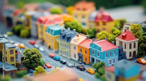 Fototapeta Naklejka Na Ścianę i Meble -  Simulate a small city with cars and buildings.