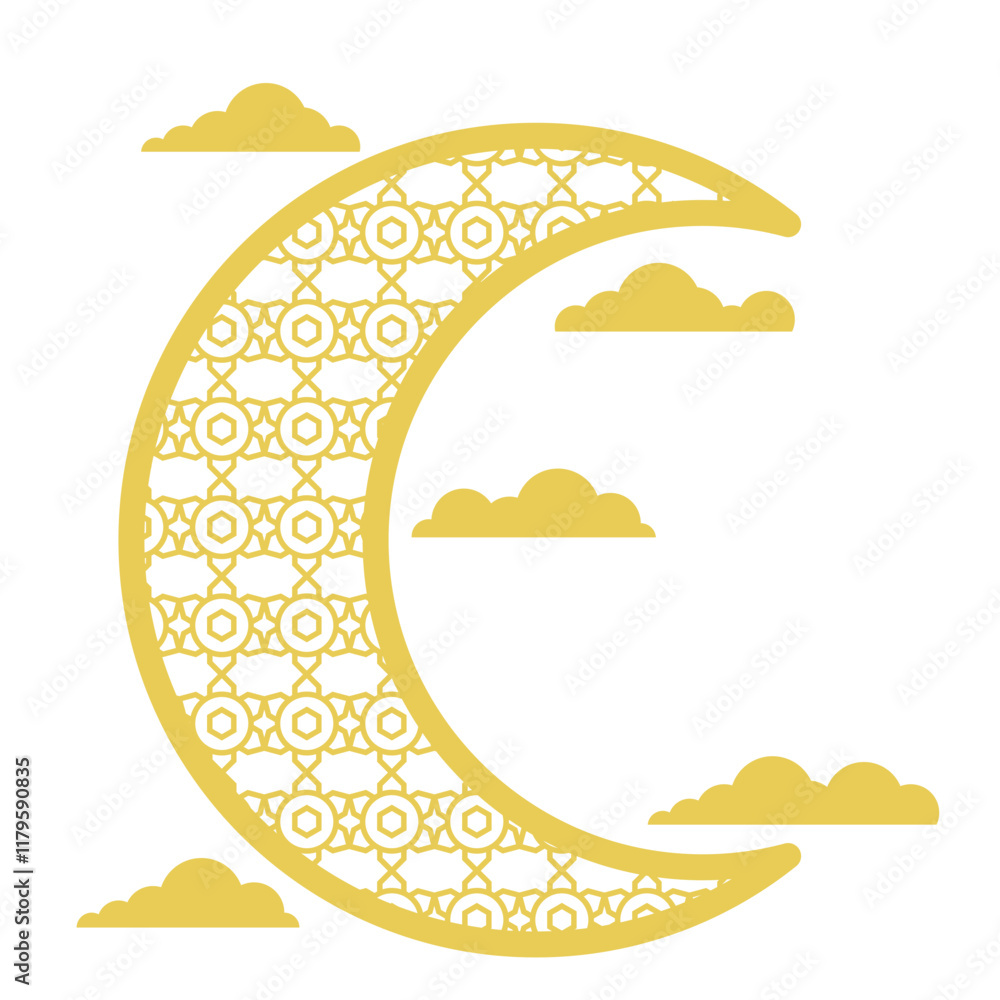 Islamic Pattern Crescent with Cloud Islamic Pattern Crescent with Cloud